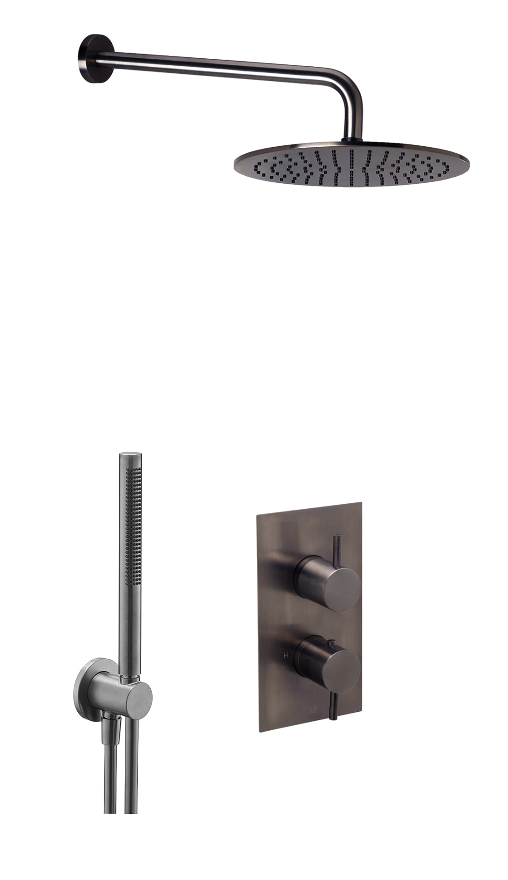 JTP VOS 2 Outlet Concealed Shower Valve, 400mm Arm, 250mm Overhead Shower & Round Water Outlet