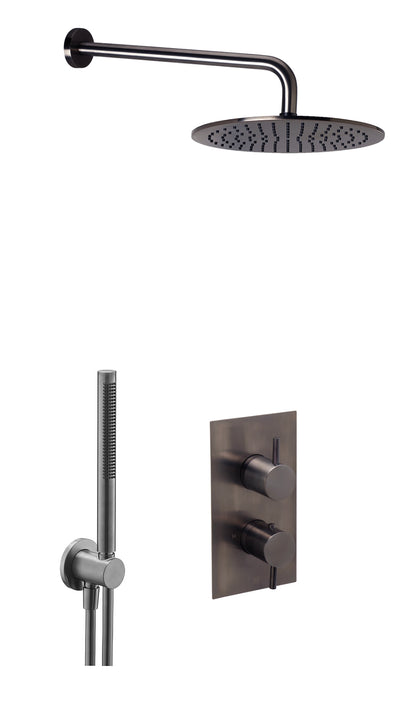 JTP VOS 2 Outlet Concealed Shower Valve, 400mm Arm, 250mm Overhead Shower & Round Water Outlet