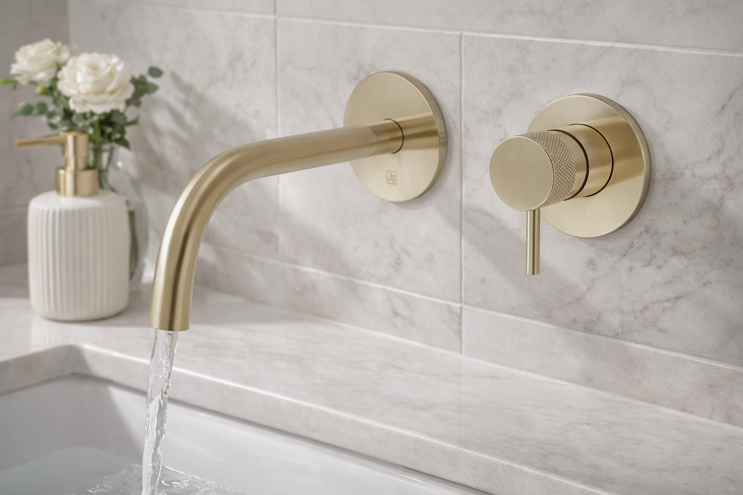JTP VOS Single Lever Wall Mounted Basin Mixer Tap with Slim Spout - Designer Handle
