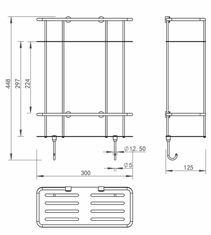 JTP VOS Double Square Shower Basket