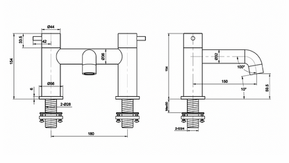 JTP Florence Deck Mounted Bath Filler Tap