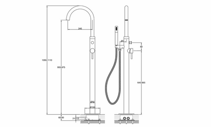 JTP Florence floor standing, single lever Bath Shower Mixer Tap