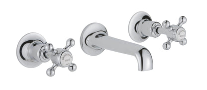 JTP Grosvenor Cross Wall Mounted 3 Hole Basin Mixer Tap