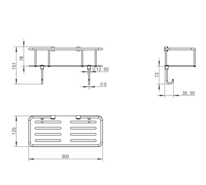 JTP VOS Single Square Shower Basket