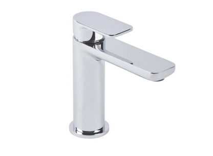 Tavistock Savour basin mixer tap with click waste, modern chrome finish, featuring single lever control and sleek design.