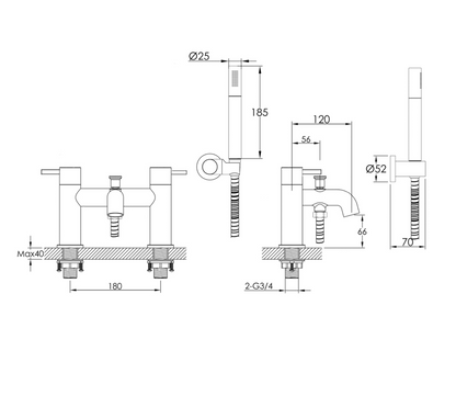 JTP Bath and Handheld Shower Mixer with Kit