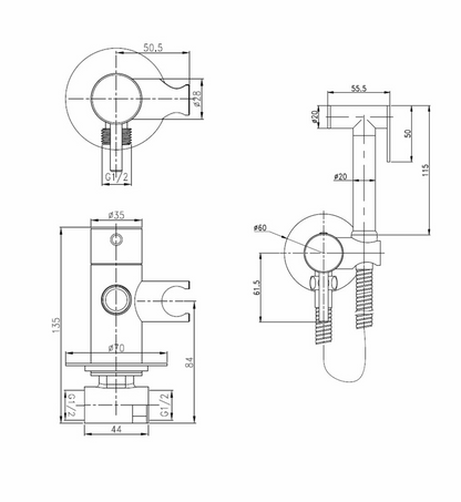 JTP Douche Set with Single Lever Temperature Control