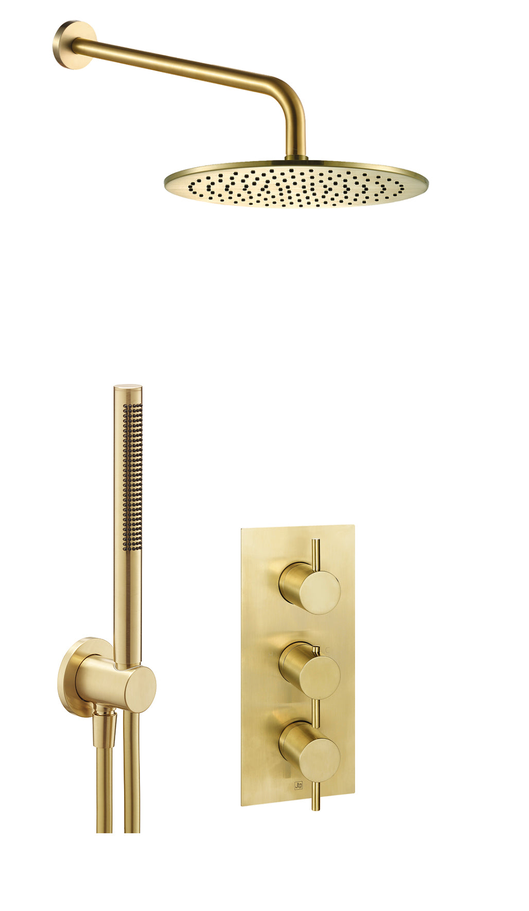 JTP VOS 2 Outlet Concealed Shower Valve with 3-Valve Control, 400mm Arm, 250mm Overhead Shower & Round Water Outlet