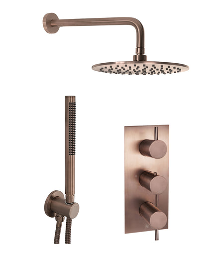 JTP VOS 2 Outlet Concealed Shower Valve with 3-Valve Control, 400mm Arm, 250mm Overhead Shower & Round Water Outlet