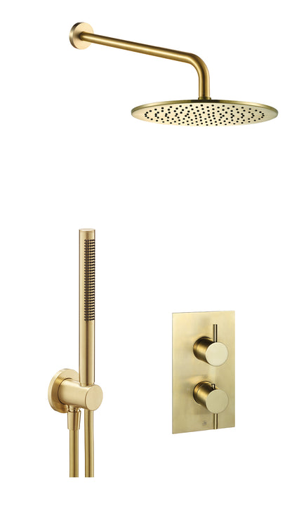 JTP VOS 2 Outlet Concealed Shower Valve, 400mm Arm, 250mm Overhead Shower & Round Water Outlet
