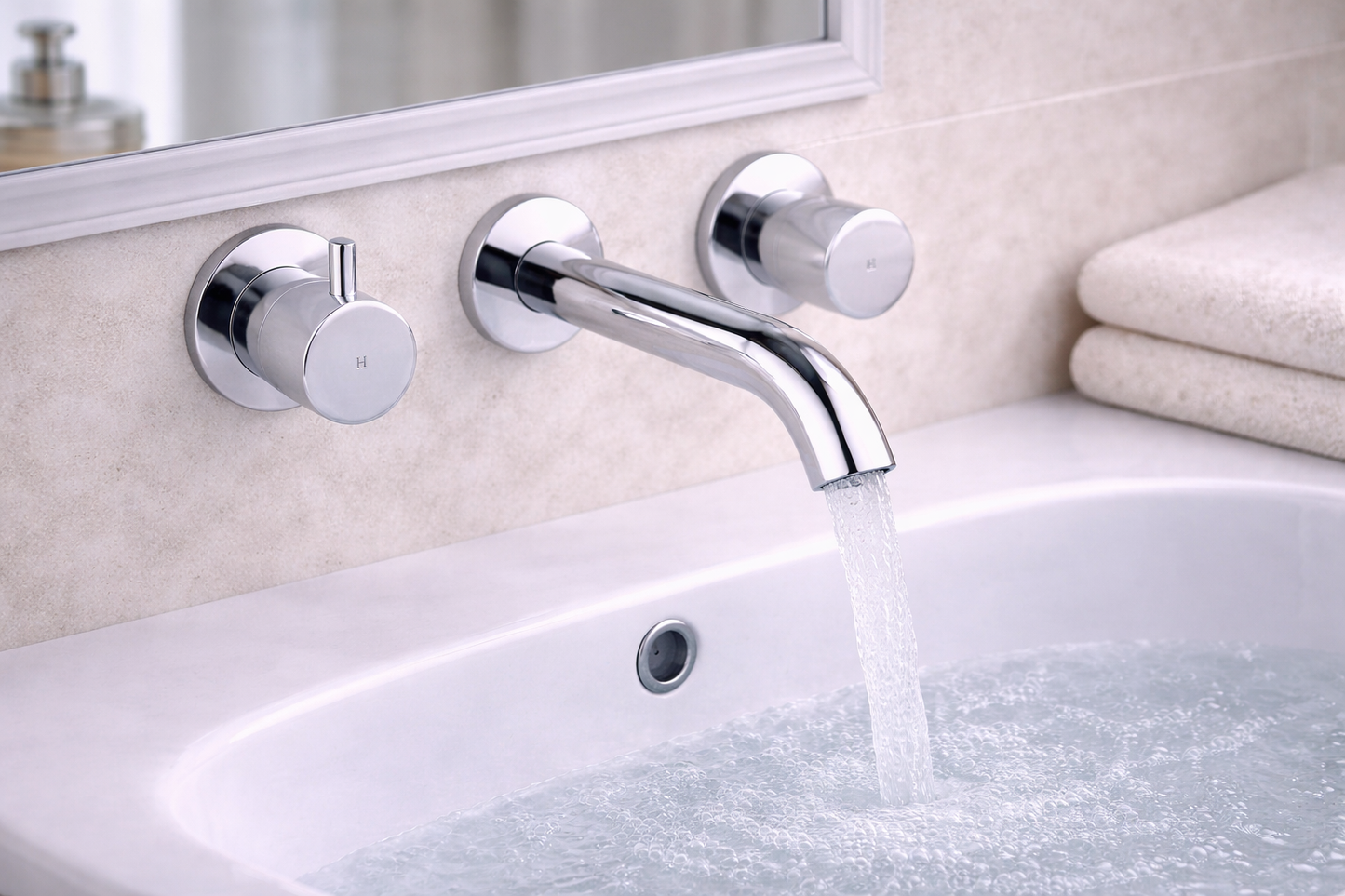 JTP Florence 3 Hole Wall Mounted Basin Mixer Tap