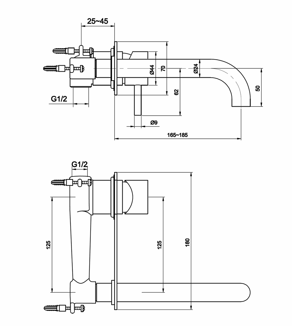 JTP Florence Single Lever Wall Mounted Basin Mixer Tap