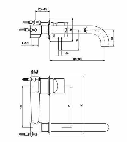 JTP Florence Single Lever Wall Mounted Basin Mixer Tap